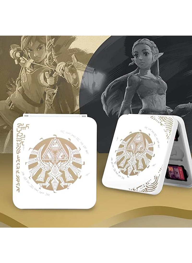 X-level - Game Card Case for Switch Lite/Switch/Switch OLED, Gold Kingdom Medallion Design Switch Game Cartridge Memory Card Portable Storage with 12 Game Card Slots and 12 Micro SD Card Slots-White - Image 1
