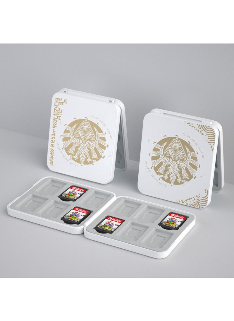 X-level - Game Card Case for Switch Lite/Switch/Switch OLED, Gold Kingdom Medallion Design Switch Game Cartridge Memory Card Portable Storage with 12 Game Card Slots and 12 Micro SD Card Slots-White - Image 1