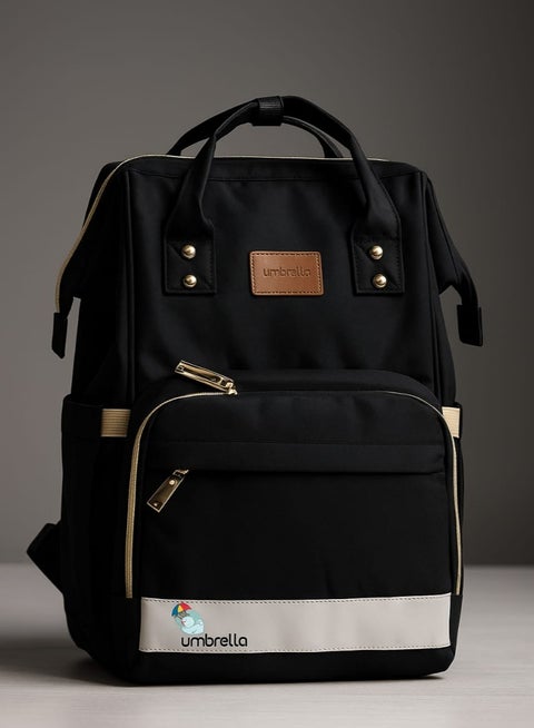 شنطه  ظهر لحمل اغراض الطفل من  امبريلا للحفاضات والزجاجات اسود