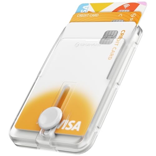 Sinjimoru for MagSafe PopUp Wallet Quick Access Magnetic Card Holder with 3000G Strong Magnet and AntiSlip Silicone Backing Compatible with iPhone 12 to 17 Series MButton Up Wallet Matte Clear - Image 1
