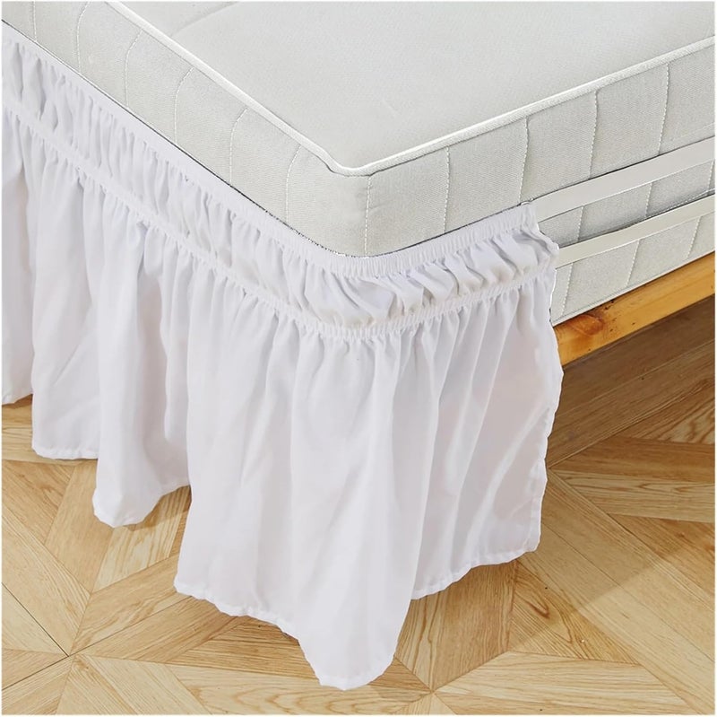 Around Elastic Ruffles Bed Skirt Ruffled Pastoral Solid Home Skirts 15 Inch Twin/Full/Queen/King Size(Sky Blue,Full 54x75x15 inch) - Image 3