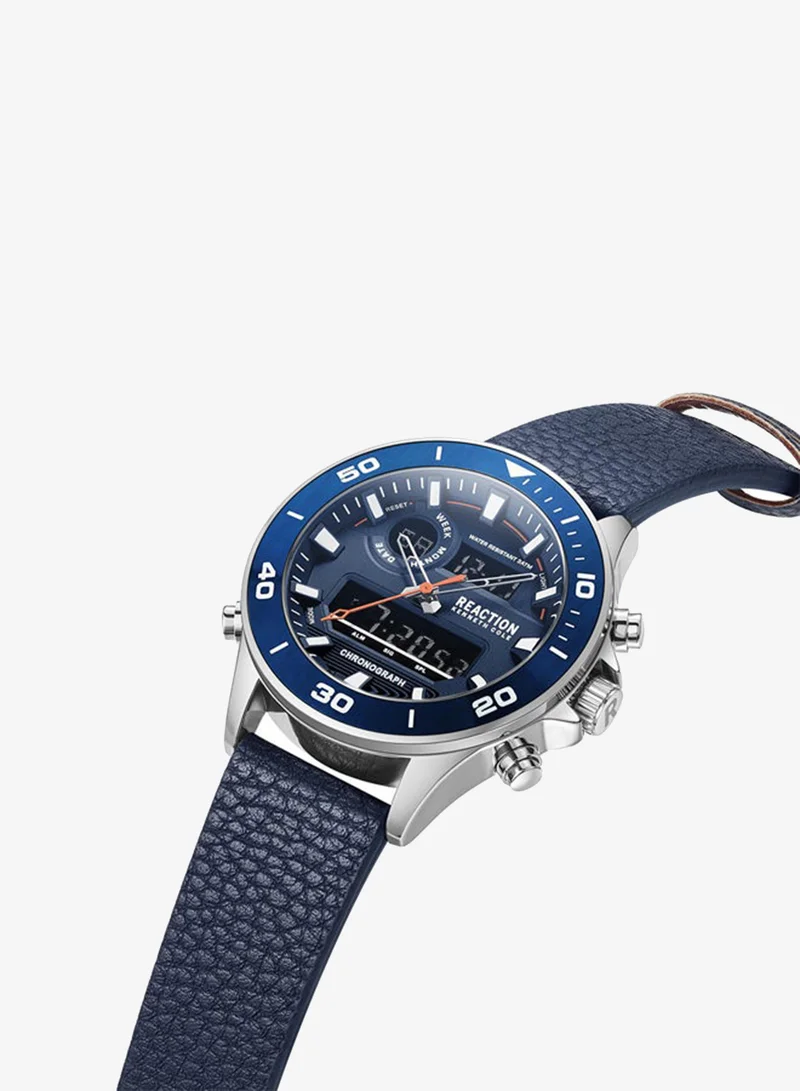 Kenneth Cole Reaction  Kenneth Cole Reaction Analogue - Digital Gents Watch With Blue Synthetic Leather Strap 46mm - KRWGD9006602 for Men | Best Price UAE