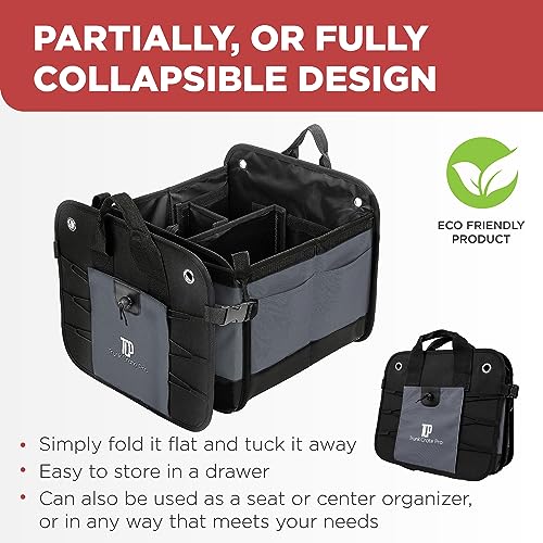 TRUNKCRATEPRO Trunk Organizer For Car, Suv, Truck | Premium Adjustable Multi Compartments Collapsible Car Trunk Organizer With Securing Straps & Non-Slip Bottom (Large Size, Grey) - Image 5