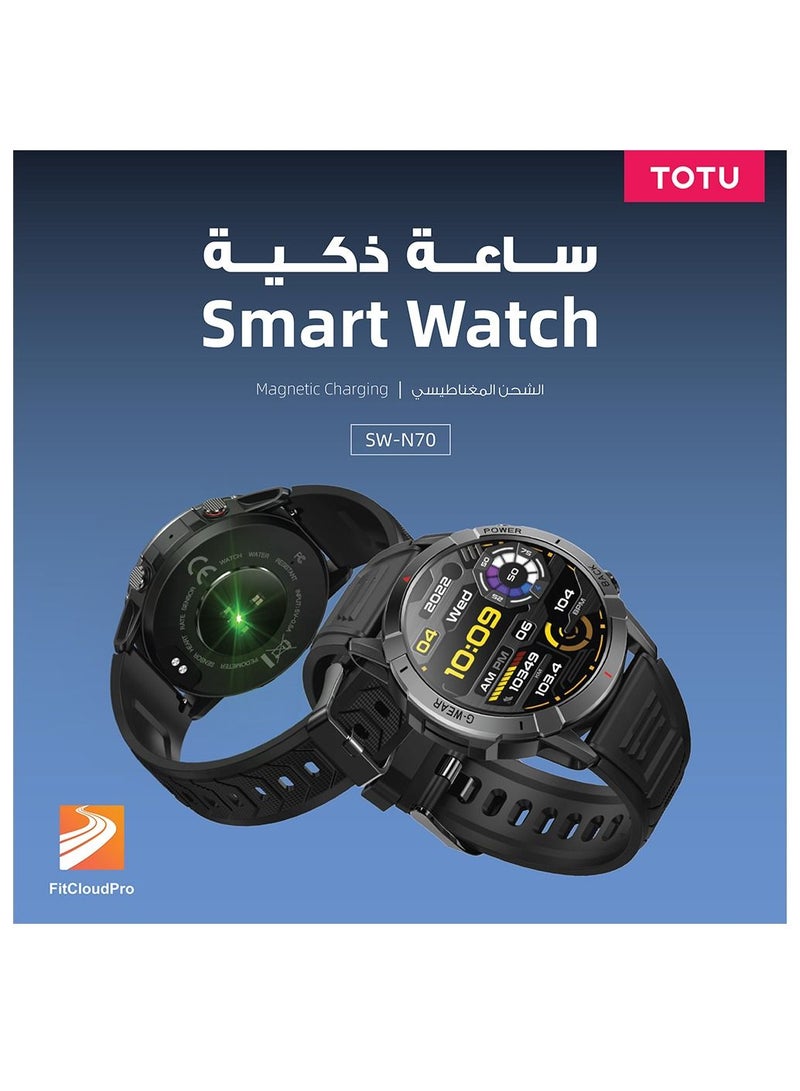 Totu Smart Watch 1.43-inch full touch screen with 400 mAh battery capacity BT Call Fitness Tracker IP68 Waterproof Black - Image 2