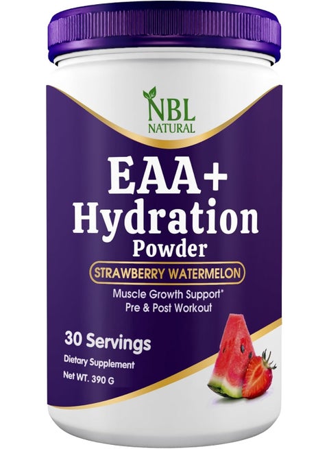 EAA Hydration | EAAs + BCAA Powder | Muscle Recovery, Strength, Muscle Building, Endurance | 8G Essential Amino Acids + Electrolytes | Strawberry Watermelon 30 Serving