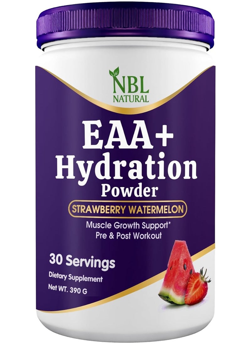 NBL Natural EAA Hydration | EAAs + BCAA Powder | Muscle Recovery, Strength, Muscle Building, Endurance | 8G Essential Amino Acids + Electrolytes | Strawberry Watermelon 30 Serving  - Image 1