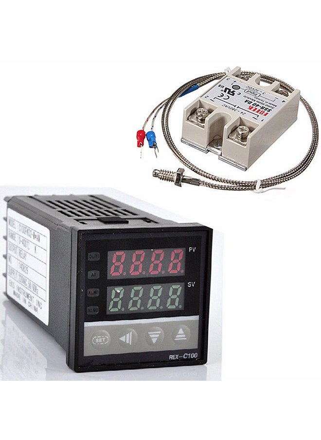 Generic - Digital LCD PID REX-C100 Temperature Controller Set + K Thermocouple + Max.40A SSR - Image 1