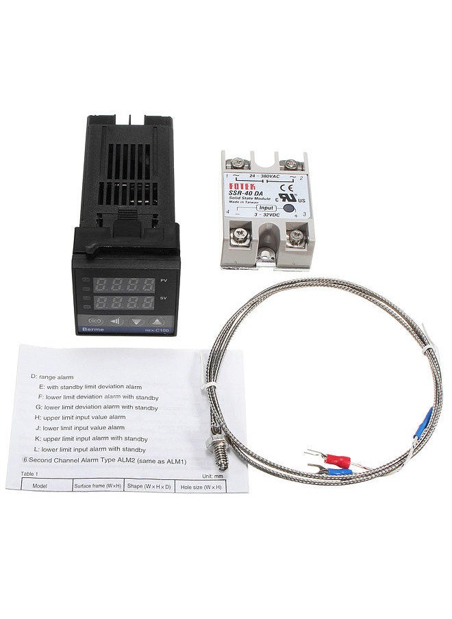 Generic - Digital LCD PID REX-C100 Temperature Controller Set + K Thermocouple + Max.40A SSR - Image 1