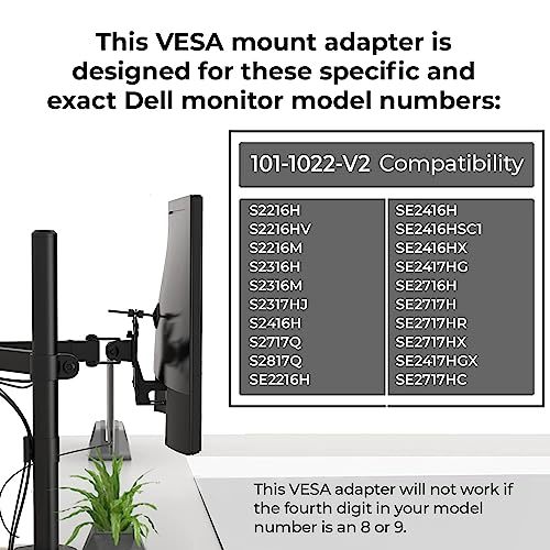 HumanCentric VESA Mount Adapter Compatible with Dell Monitors SE2416HX, SE2717HX, SE2717HR, SE2717H, S2216M, S2216H, SE2716H, SE2216H, SE2417HG, SE2416H, S2216H, 75x75mm and 100x100mm Patterns - Image 3