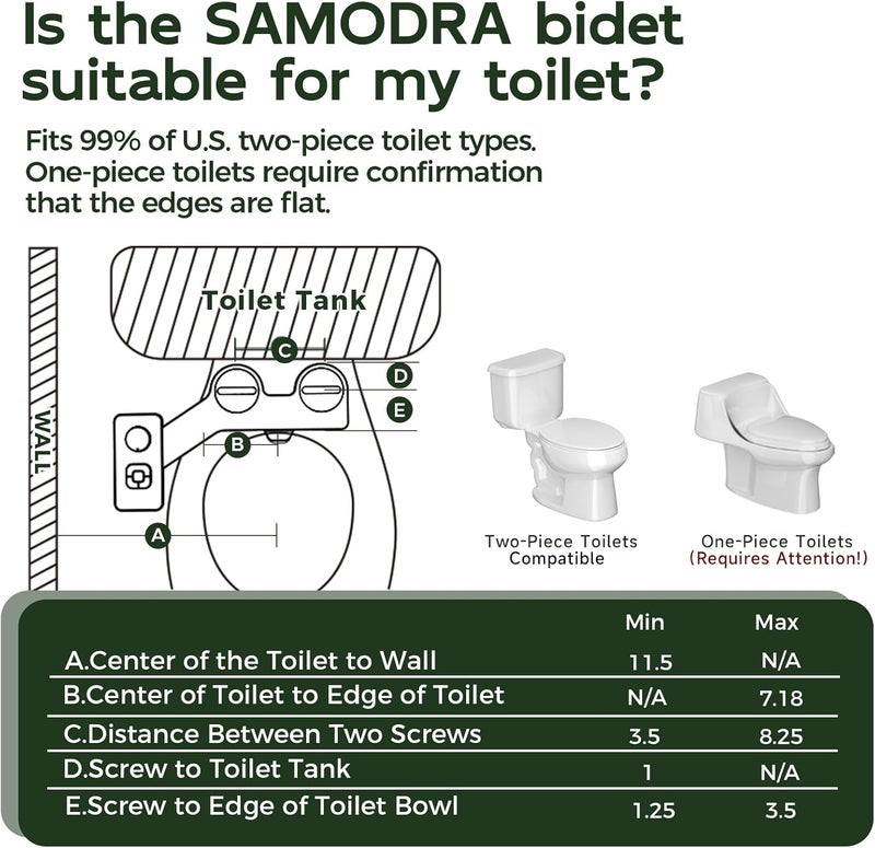 SAMODRA Bidet Attachment, Non-Electric Cold Water Bidet Toilet Seat Attachment with Pressure Controls, Retractable Self-Cleaning Dual Nozzles for Frontal & Rear Wash - Black - Image 3
