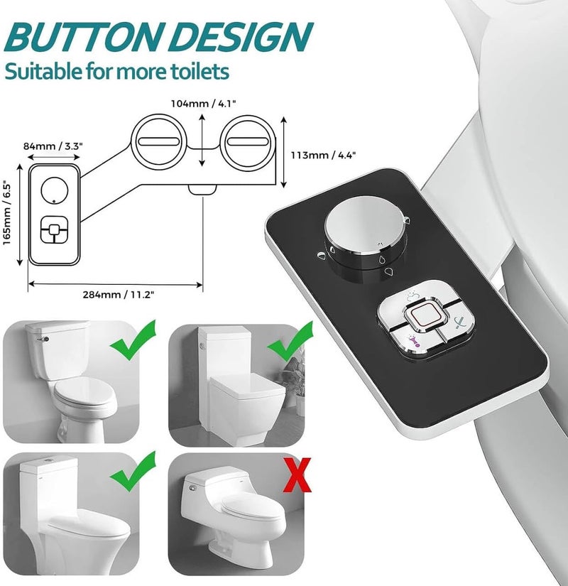 SAMODRA Bidet Attachment, Non-Electric Cold Water Bidet Toilet Seat Attachment with Pressure Controls, Retractable Self-Cleaning Dual Nozzles for Frontal & Rear Wash - Black - Image 5