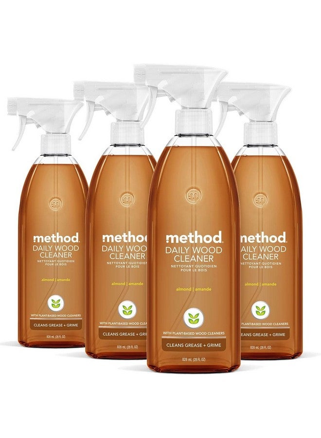 Method منظف الخشب اليومي من ميثود، لوز، تركيبة نباتية تنظف الرفوف والطاولات والأسطح الخشبية الأخرى بينما تزيل الغبار والأوساخ، 28 أونصة سائلة، (عبوة من 4) - Image 1