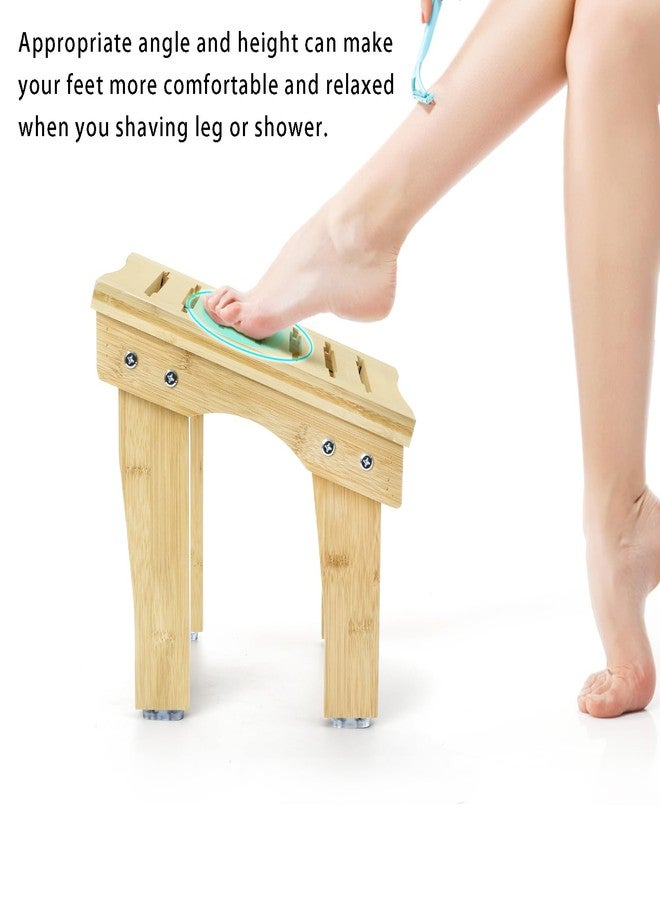 SOUJOY Shower Stool for Shaving Legs, 12 Inch Bamboo Shower Foot Rest, Non-Slip Bath Foot Step Bench, Waterproof Small Shaving Stool for Inside Shower, Bathroom - Image 5