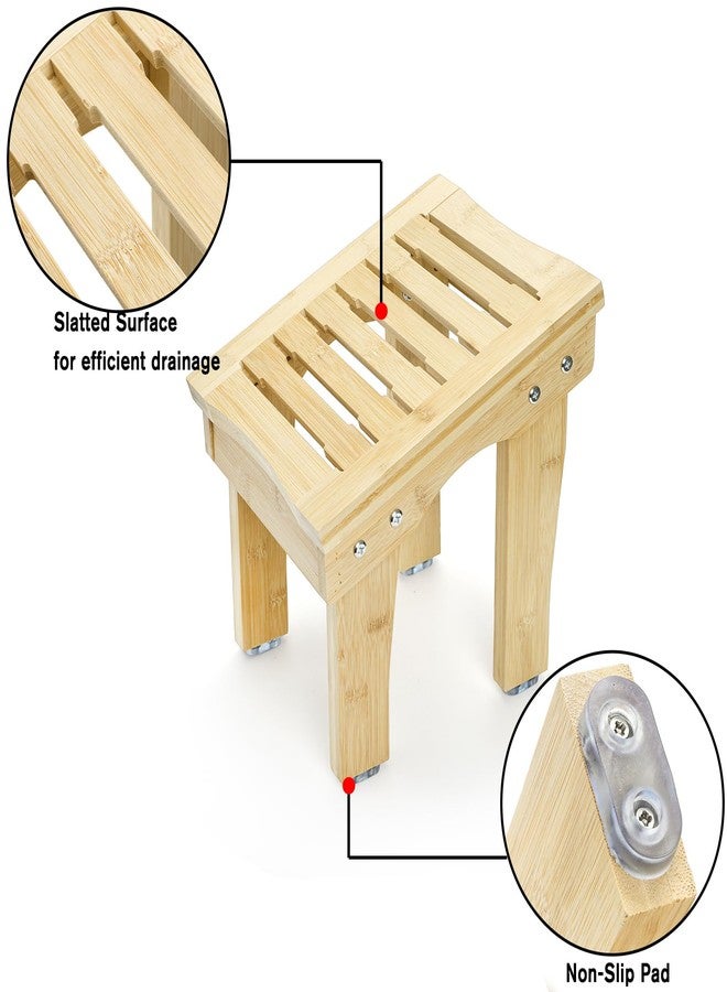 SOUJOY Shower Stool for Shaving Legs, 12 Inch Bamboo Shower Foot Rest, Non-Slip Bath Foot Step Bench, Waterproof Small Shaving Stool for Inside Shower, Bathroom - Image 4