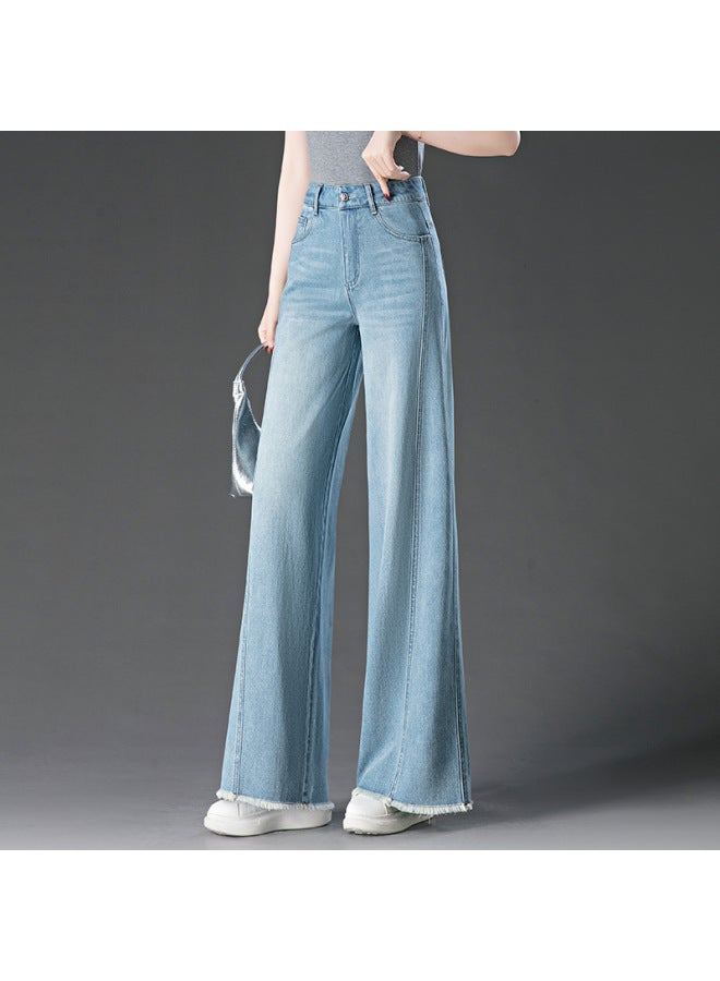 High Waist Loose Floor-mopping Wide Leg Jeans Spring And Summer Thin All-match Elegant Casual Straight Tall Denim Trousers Women 5X 