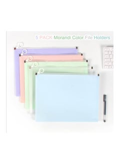 KASTWAVE Expanding A4 Zip Wallets Assorted Large Capacity A4 File Organizer, Document Bag, Paperwork Pouch Zipper File Folder, A4 Letter Envelope Pocket Zip Storage Bag, for Office School Home Travel (5PCS)  - Image 3