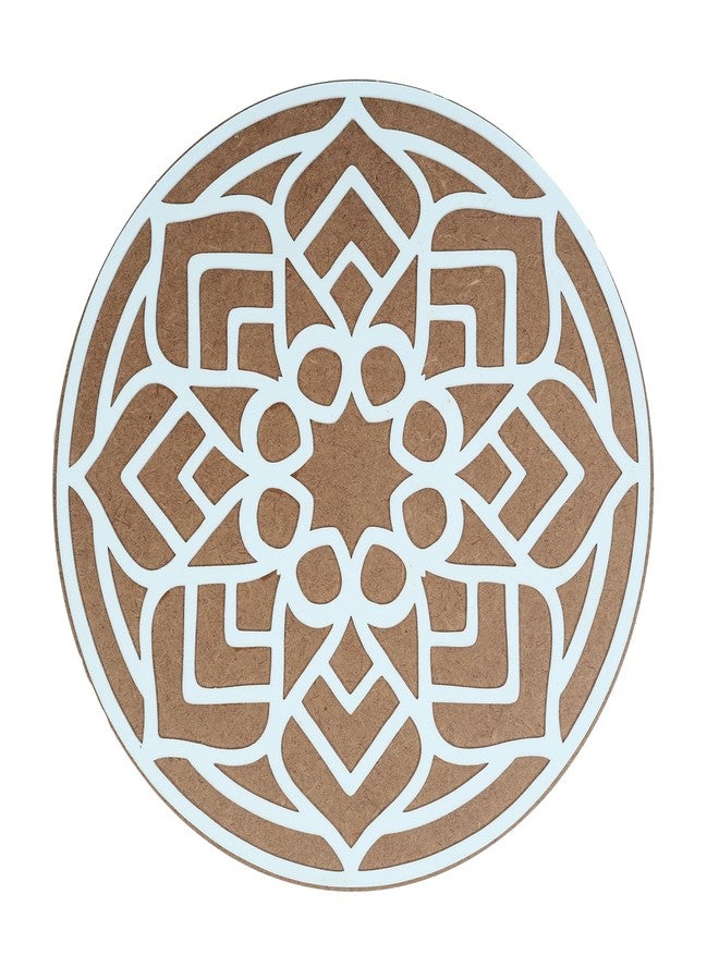 ارتيسينيا زينة رانجولي ديوالي خشبية من ARTISENIA بتصميم زهور، مصنوعة من خشب MDF على شكل لاكشمي شاران بادوكا | قالب رانجولي دائري سهل الاستخدام مقاس 11 بوصة مع زخارف ديا | زينة رانجولي ديوالي تقليدية (التصميم 1) - Image 2