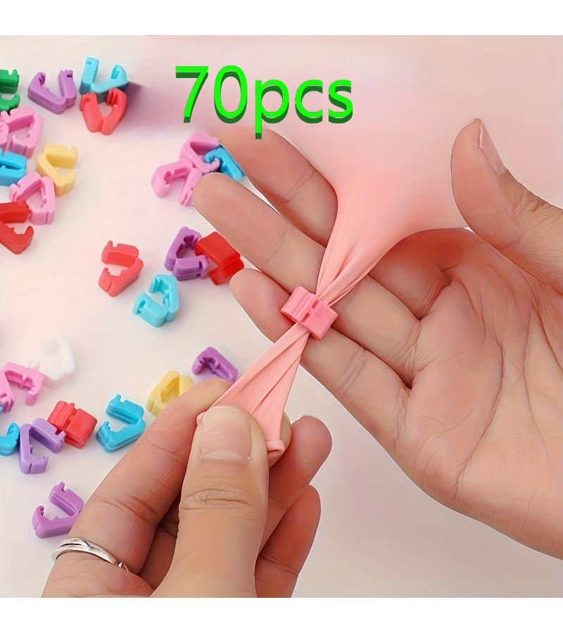 70 Balloon Sealing Clips Random Mix Colors Plastic Tie Tool Party Decorations - Image 1