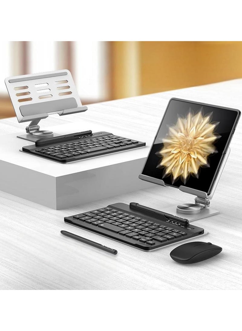 General Wireless Keyboard with Cradle Compatible with Honor Magic V3 mobile phone with 360-degree rotating folding stand, Bluetooth keyboard and mouse with Magic V3 capacitive pen 