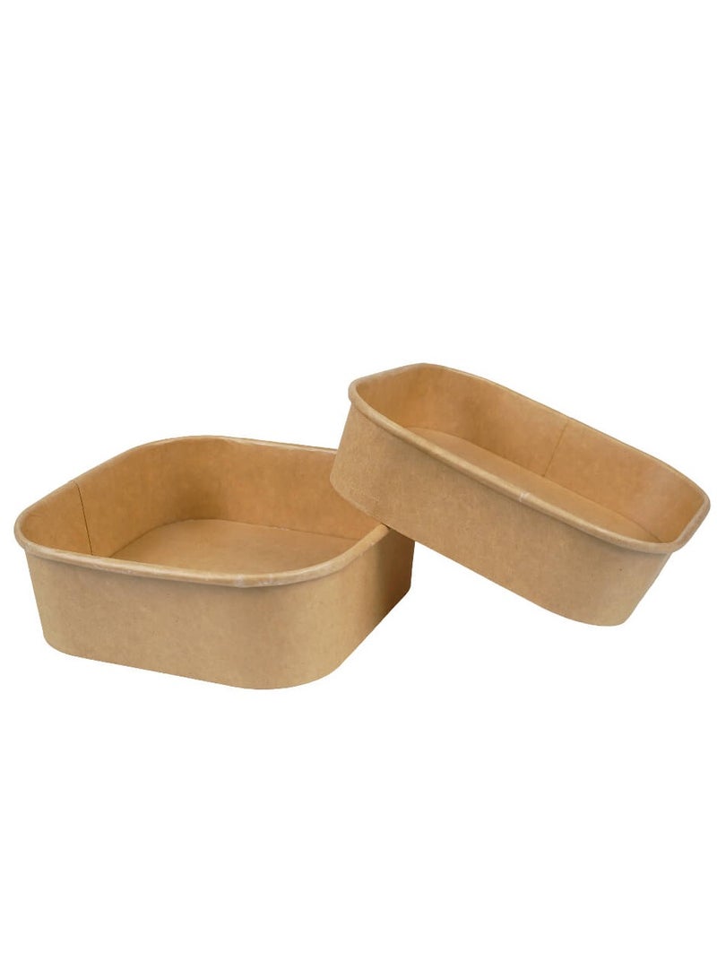 ProdelPak 1000ML Square Kraft Paper Bowl with Pet Lid (Pack of 20) - Image 3