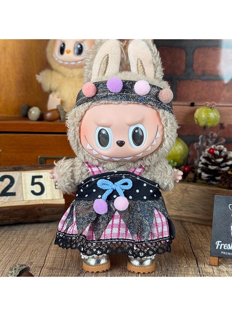 Beauenty Labubu Doll Clothing Set, suitable for hanging plush dolls up to 17cm, interchangeable clothing for first, second, and third generation vinyl collectible dolls, durable and stylish accessories, suitable for creative games