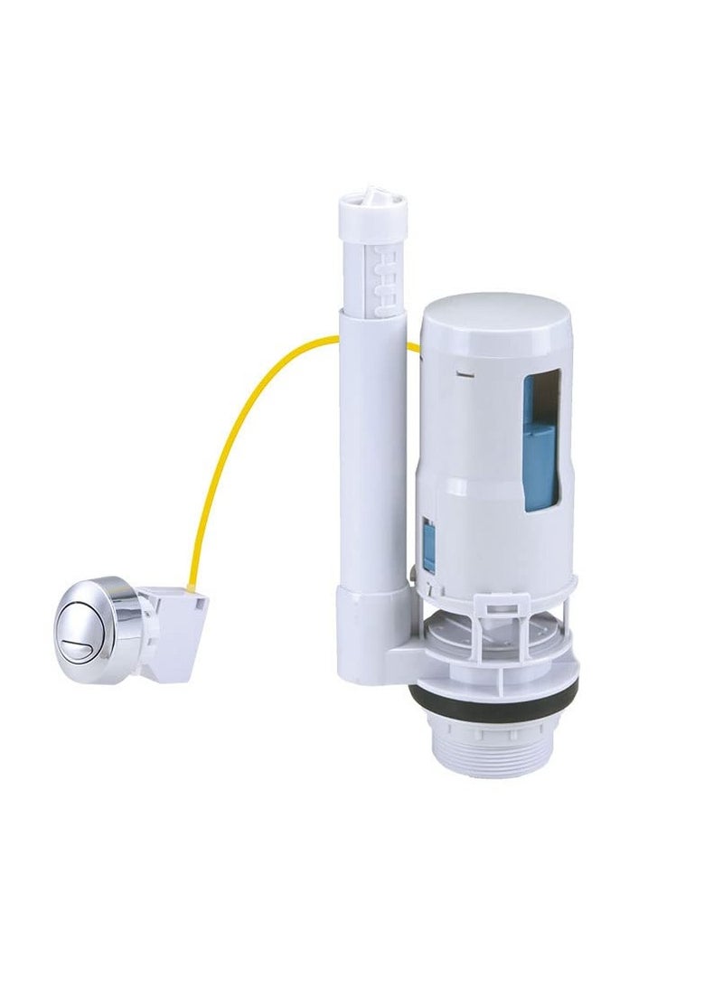 Dual Flush and Fill Toilet Cistern Kit 2 Inch Push Type Wire Controlled Split Drain Valve Split Toilet Dual Flush Valves Push Button Fill Valve Save Water Adjustable Height ABS Material