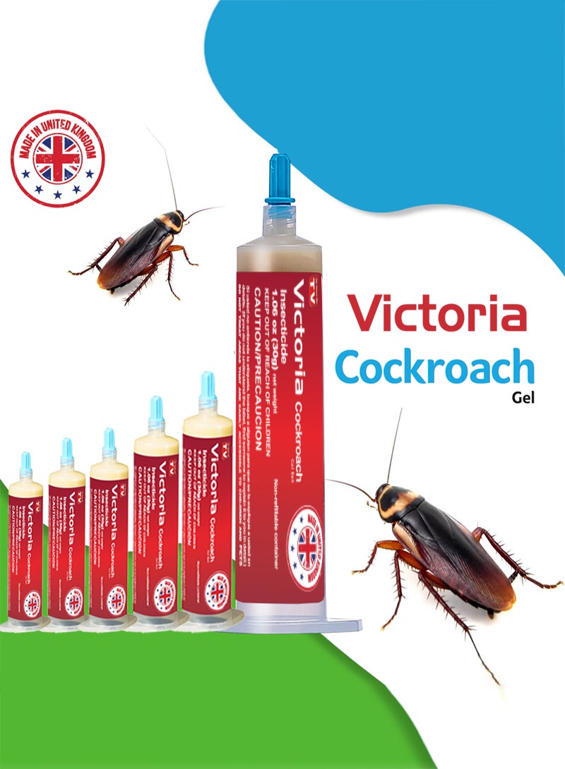 AS SEEN ON TV Victoria Cockroach Gel Bait, 6 Tubes x 30grams, German Roach Insect Pest Control, Indoor and Outdoor Use, Roach Killer Gel 