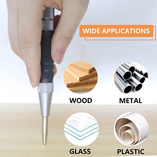 WHLLING 2-Piece Automatic Center Punch, 6 Inch Hardened Steel Spring Loaded Center Hole Punch with Adjustable Knurled Cap for Machinists and Carpenters - Image 5