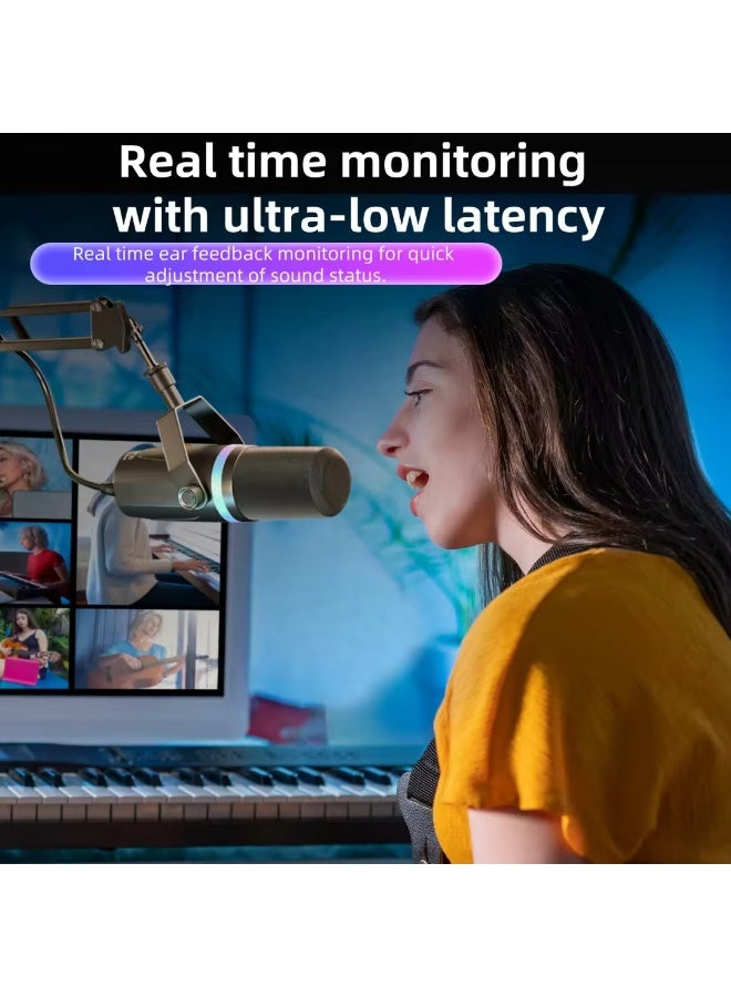 جوشبيرغ ميكروفون XLR/USB للبث والألعاب والتسجيل والتدوين الصوتي على الكمبيوتر الشخصي وTwitch وYouTube مع مقبس سماعة الرأس والتحكم في المكسب - Image 3