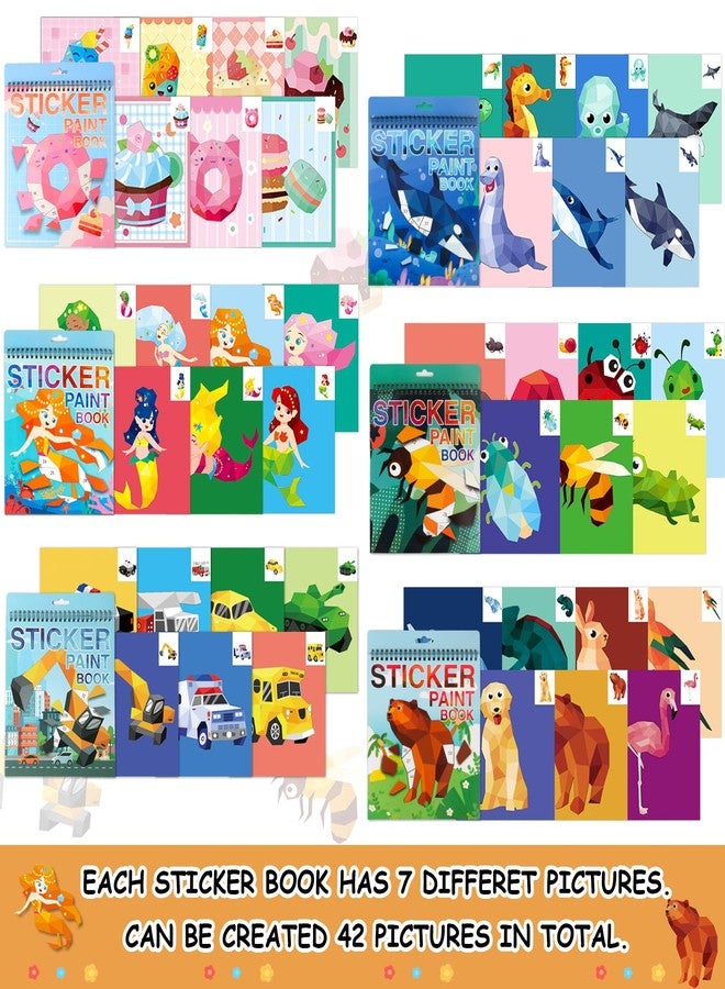 TPQKA 6 PCS Sticker by Number Sticker Paint Books for Kids Boys Girls Ages 4-8 Ocean Animals Vehicles Desserts Mermaids Insects Stickers Party Favors Road Plane Travel Activity Book Toy Gifts - Image 3
