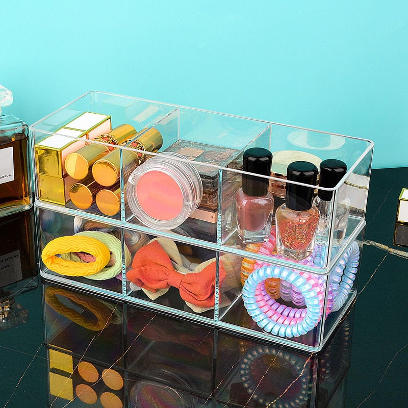 JessLab Acrylic Organizers, Bathroom Organizer for Drawer, Cosmetic Display Cases for Vanity, Countertop, Desk, Kitchen, and Makeup Storage, 3-Section - Image 5