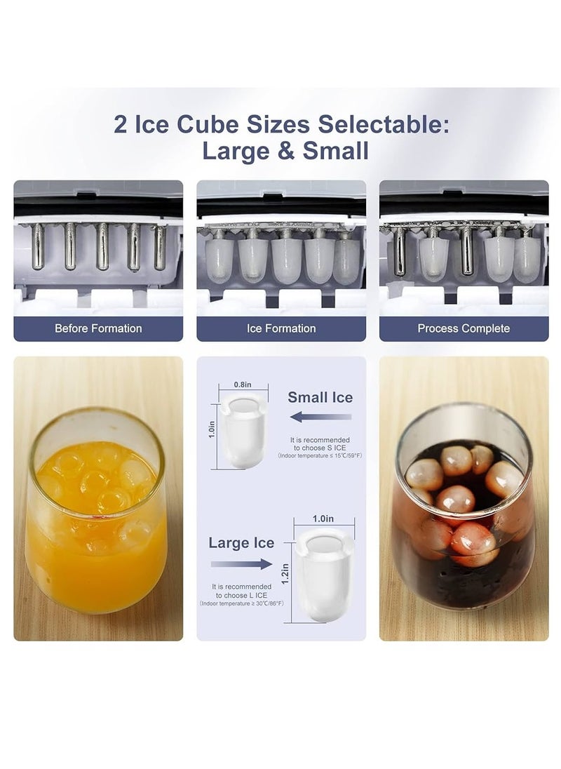 Enveix - Automatic Ice Maker, 9 Cubes Ready in 6 Mins, 12Kg In 24 Hours, 1.5 L, Self- Cleaning, Two Size Ice Cube, LED Control Panel, Scoop Included - Image 1