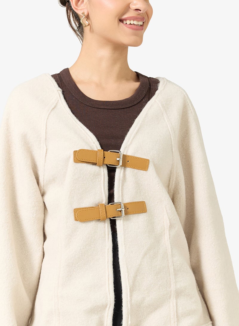 Ginger Structured Longline Jacket with Buckle Detail - Image 3