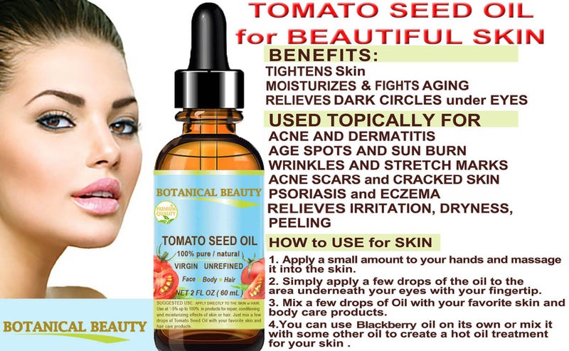 Botanical Beauty TOMATO SEED OIL 100% Pure Natural Virgin Unrefined Cold-pressed Carrier Oil for Face, Skin, Body, Hair, Lip, Nails. Rich in Vitamin E, Lycopene (0.33 Fl Oz) - Image 5