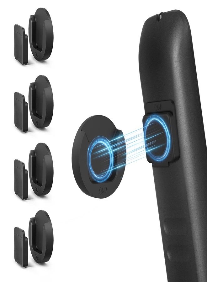 YYILIS 4 Pack Magnetic Remote Control Holder, Wall Mount, Black - Image 1