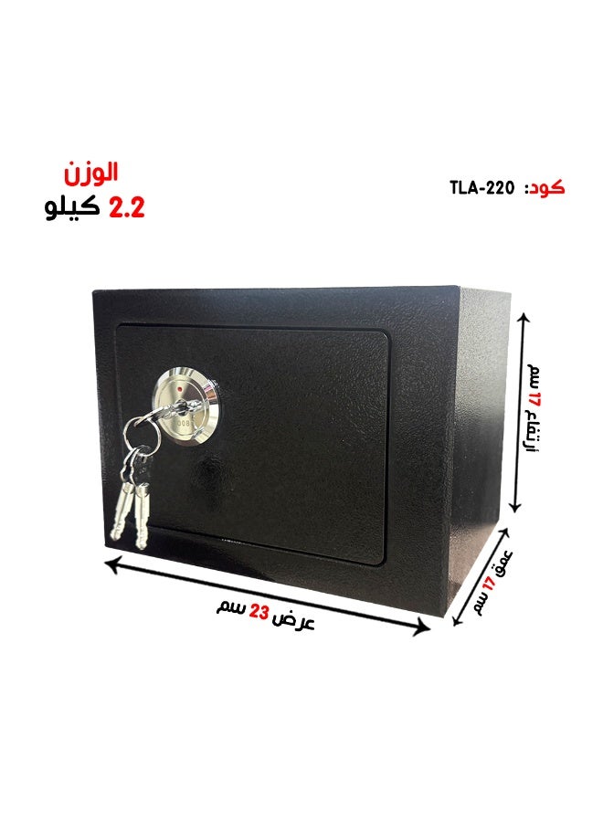 Luxury fire-resistant security safe, equipped with a physical lock and key. 17*17*23 cm, 2.2 kg - Image 1