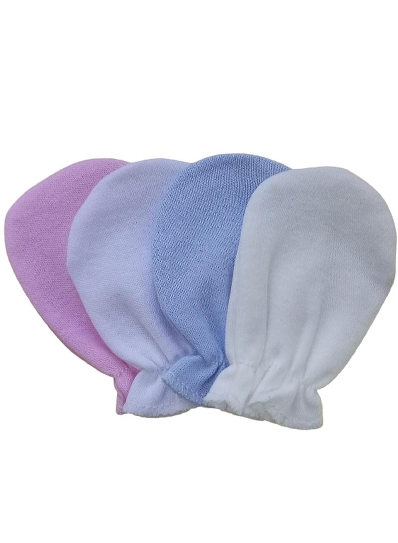 Pack of 4 Pairs - Anti Scratch Baby Mittens, Cute Newborn Gloves, Infant Gloves 0-12 Months, Boys Girls Mittens 4 Colors, Multicolor  - Image 1