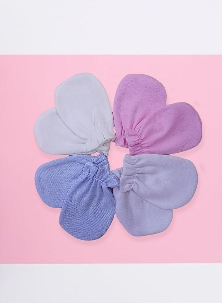 Pack of 4 Pairs - Anti Scratch Baby Mittens, Cute Newborn Gloves, Infant Gloves 0-12 Months, Boys Girls Mittens 4 Colors, Multicolor  - Image 5