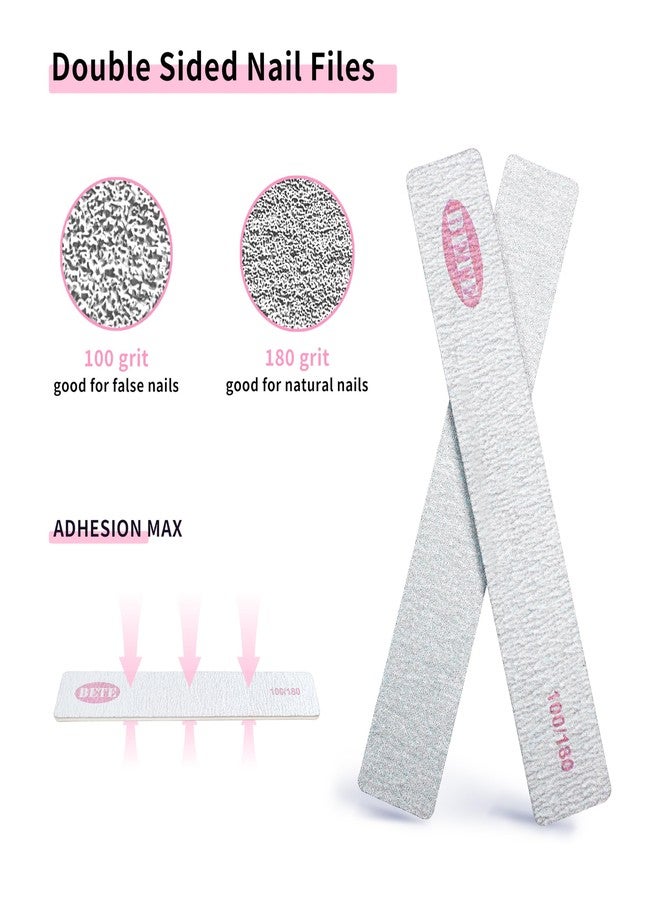 BETE Nail File 20 PCS Professional Reusable 100/180 Grit Double Sides Washable Nail File Manicure Tools for Poly Nail Extension Gel and Acrylic Nails Tools Suit for Home Salon - Image 3