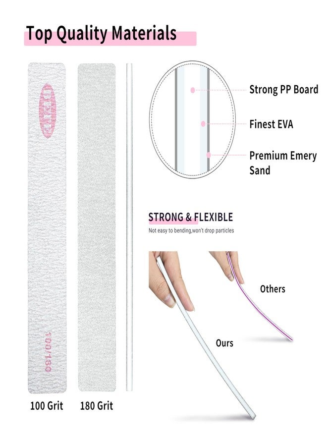 BETE Nail File 20 PCS Professional Reusable 100/180 Grit Double Sides Washable Nail File Manicure Tools for Poly Nail Extension Gel and Acrylic Nails Tools Suit for Home Salon - Image 4