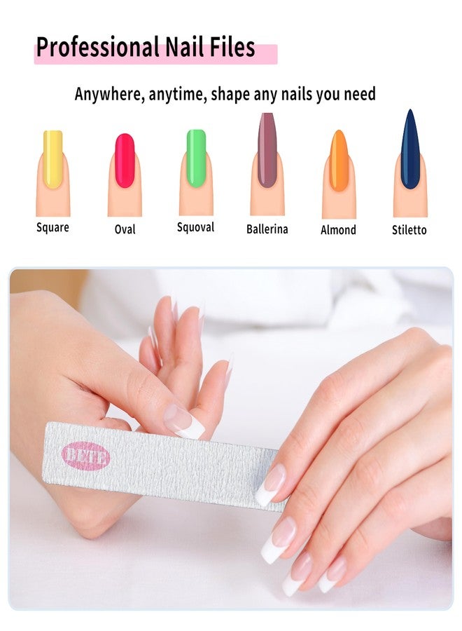 BETE Nail File 20 PCS Professional Reusable 100/180 Grit Double Sides Washable Nail File Manicure Tools for Poly Nail Extension Gel and Acrylic Nails Tools Suit for Home Salon - Image 2