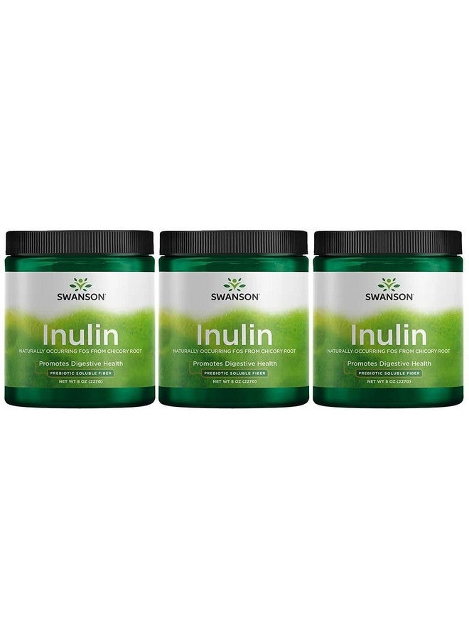 Swanson Inulin - Prebiotic Soluble Fiber Powder Promoting Digestive Health - Naturally Occurring FOS from Chicory Root Supporting Overall Gut Performance - (8 oz Each) (3 Pack) - Image 1