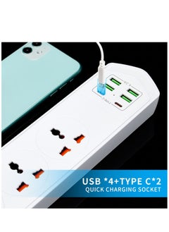 TYCOM Power Strip Surge Protector with USB Type C Extension Cord Flat Plug with Widely 4 AC Outlet and 4 USB 2 Type C Small Desktop Station Compact Socket for Travel Home and Office  - Image 5