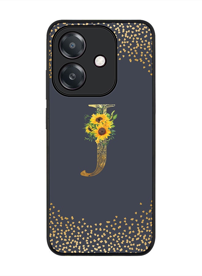 Stylizedd For Oppo A5i Case,Slim fit Camera Protection, Shockproof Thin Phone cover  - Custom Floral Monogram - J  (Grey )