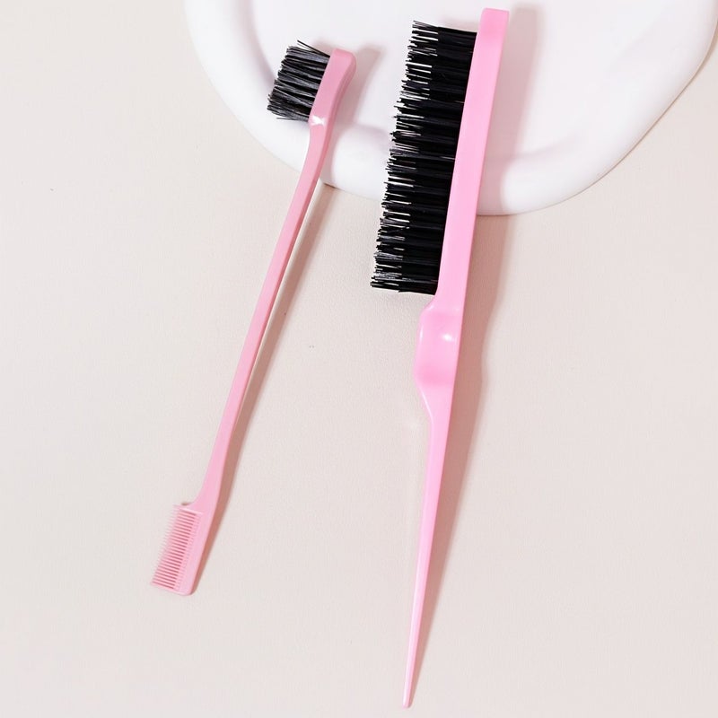 Rose Red 2 Pcs Hair Brush Set With Detangling Smoothing Back Brush - Image 1