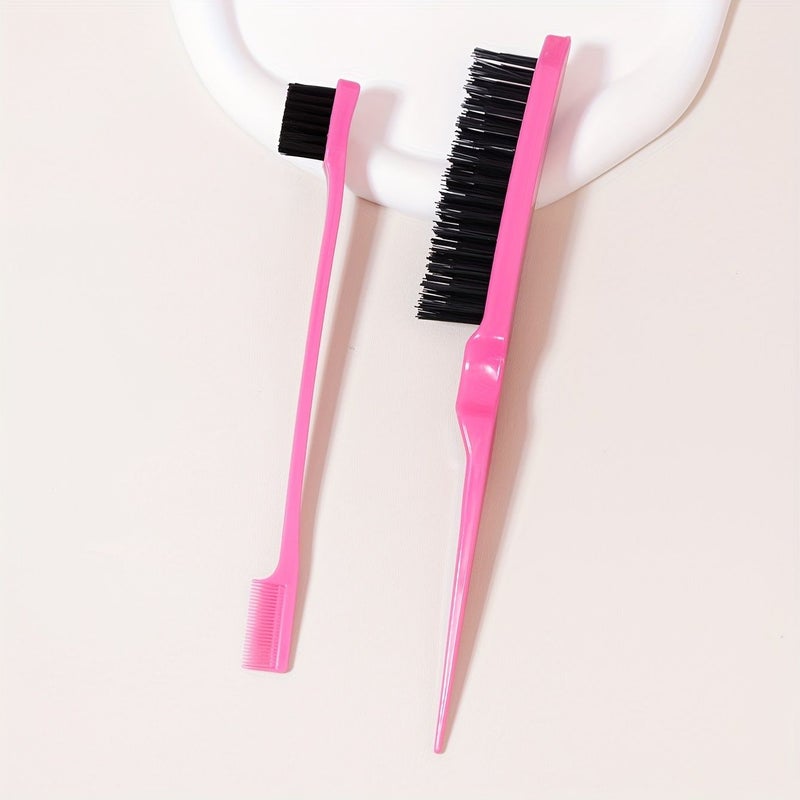 Rose Red 2 Pcs Hair Brush Set With Detangling Smoothing Back Brush - Image 3