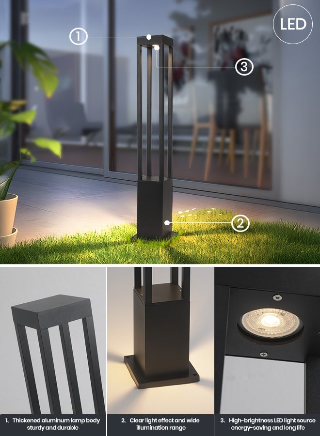 YATAI LIGHTING Black LED Outdoor Bollard Light - 80cm Modern Waterproof Garden Pathway Lamp with 10W Warm White 3000K LED, IP65 Rated Landscape Post Light for Villas, Parks, and Commercial Areas - Image 5