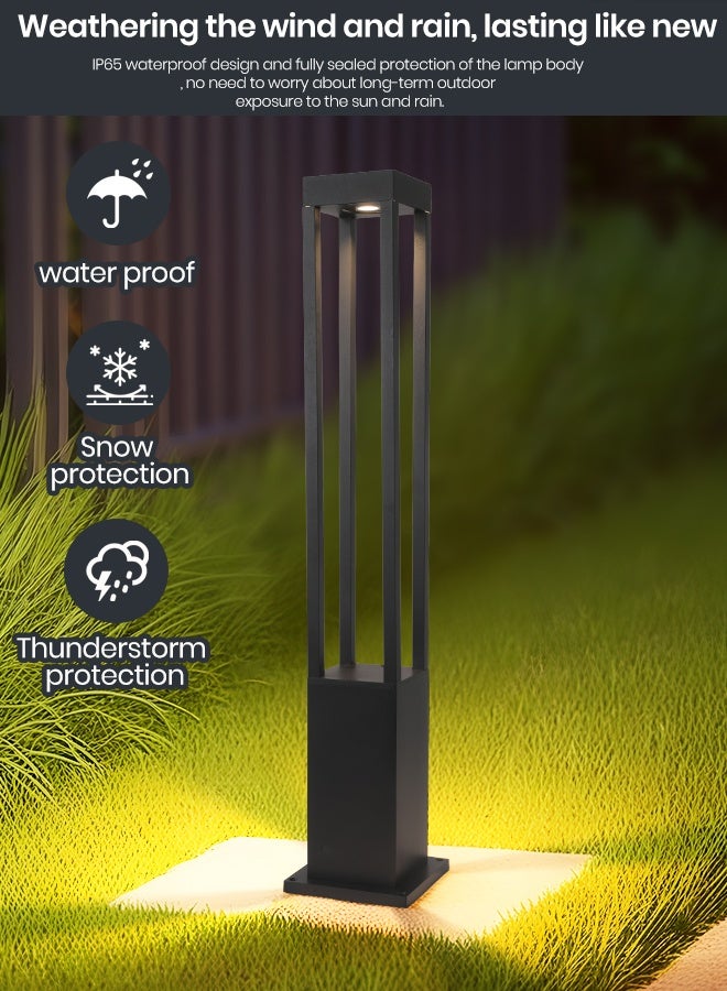 YATAI LIGHTING Black LED Outdoor Bollard Light - 80cm Modern Waterproof Garden Pathway Lamp with 10W Warm White 3000K LED, IP65 Rated Landscape Post Light for Villas, Parks, and Commercial Areas - Image 2