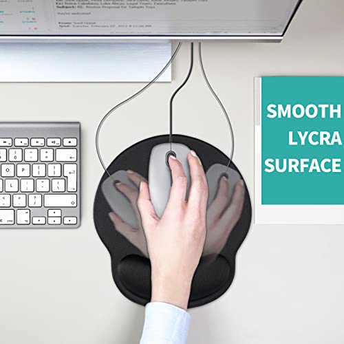 eulps Mouse Pad with Wrist Rest, Comfortable Computer Mousepad with Gel Wrist Support Smooth Surface and Non-Slip PU Base for Pain Relief, Laptop, Office & Home (Black) - Image 5