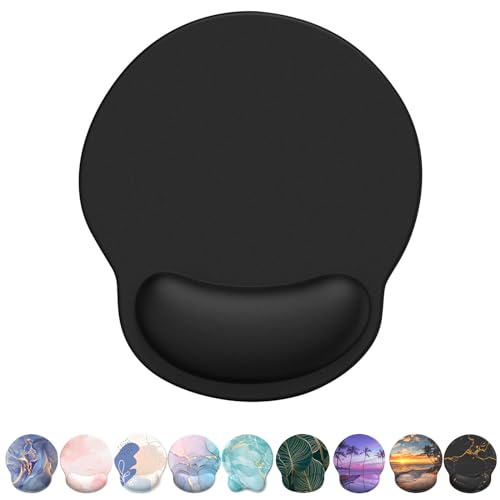 eulps Mouse Pad with Wrist Rest, Comfortable Computer Mousepad with Gel Wrist Support Smooth Surface and Non-Slip PU Base for Pain Relief, Laptop, Office & Home (Black) - Image 1